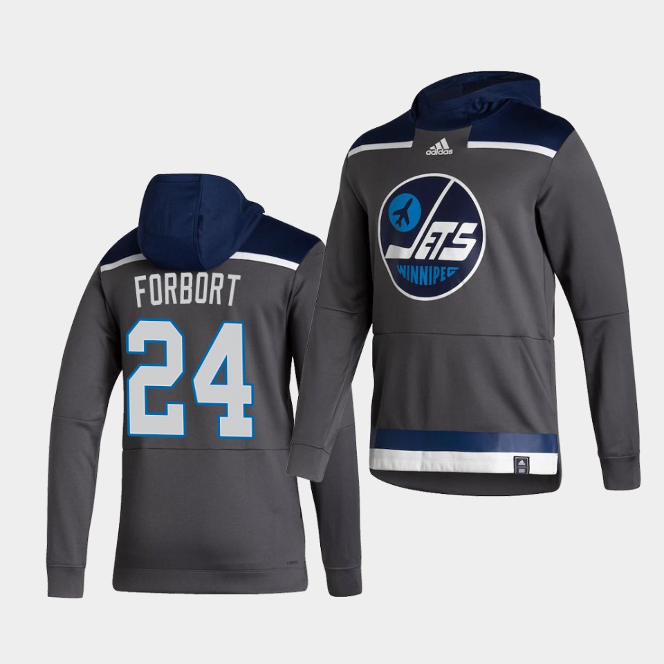 Men Winnipeg Jets #24 Forbort Grey NHL 2021 Adidas Pullover Hoodie Jersey